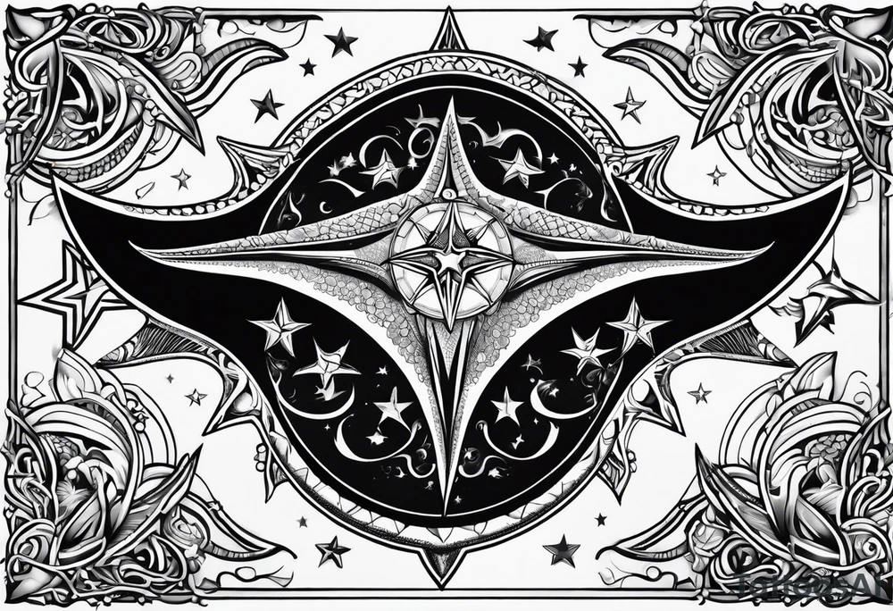 Manta ray nautical star tattoo idea