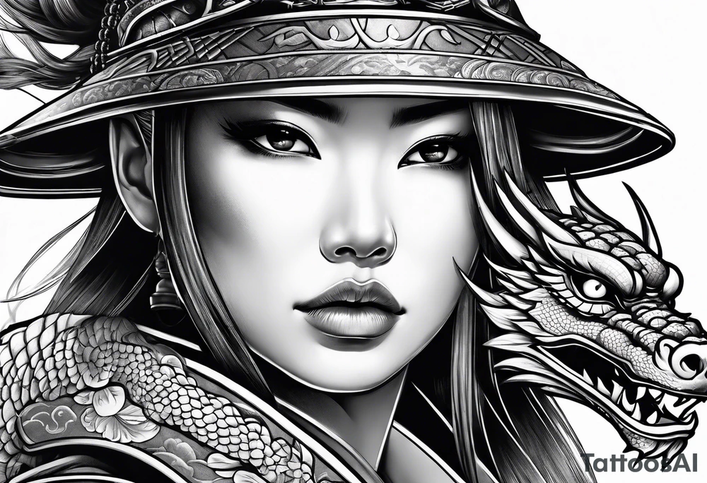 full beautiful female samurai with a dragon tattoo idea