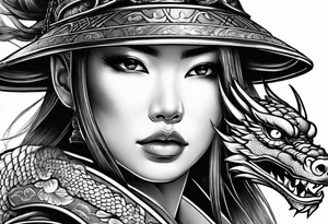 full beautiful female samurai with a dragon tattoo idea