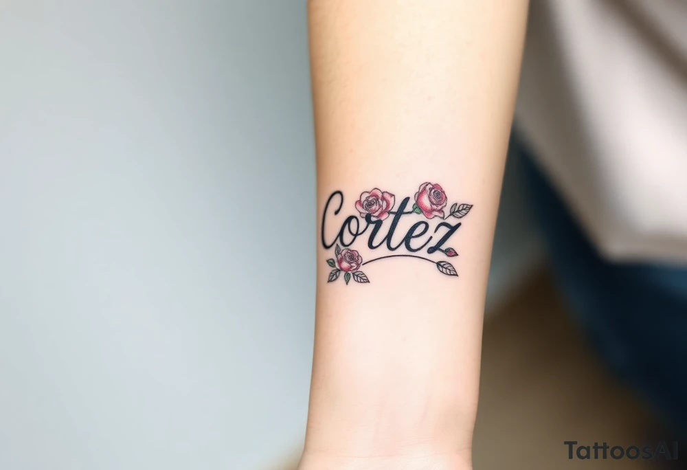 The name Cortez with roses tattoo idea