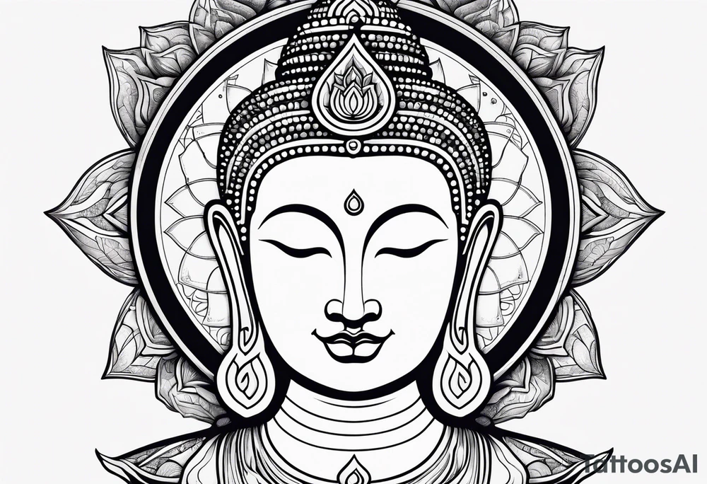 Buddha on lotus under compass tattoo idea