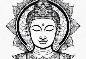 Buddha on lotus under compass tattoo idea