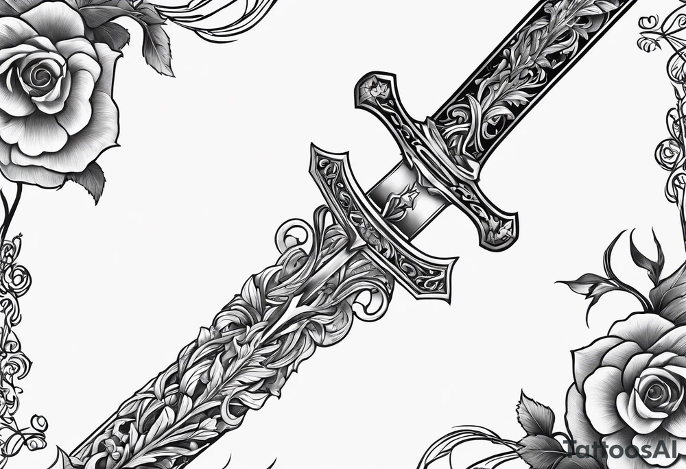 A long sword with vines wrapped around tattoo idea