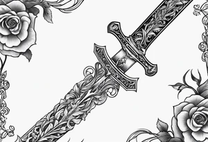 A long sword with vines wrapped around tattoo idea