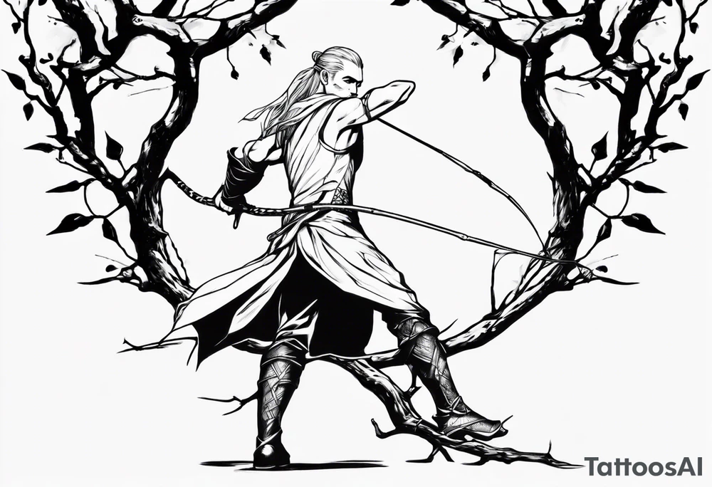 Legolas standing on a branch tattoo idea