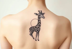 Giraffe with moon and gemini symbol tattoo idea