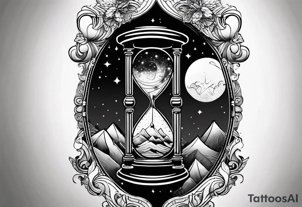 a galaxy inside an hourglass tattoo idea