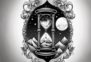 a galaxy inside an hourglass tattoo idea