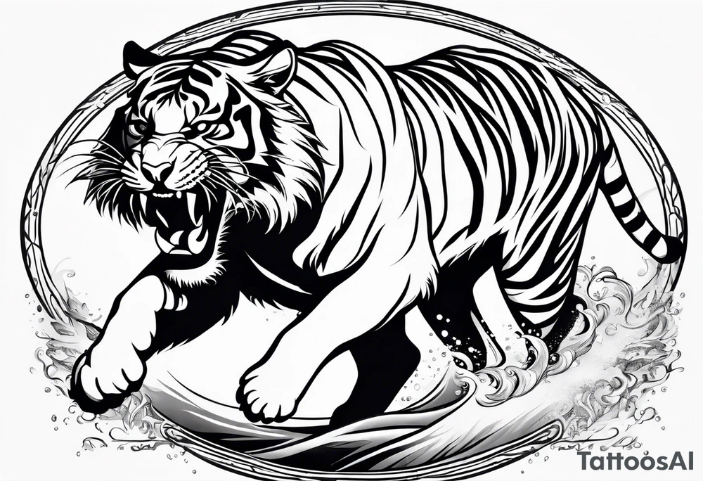 tiger leaping tattoo idea