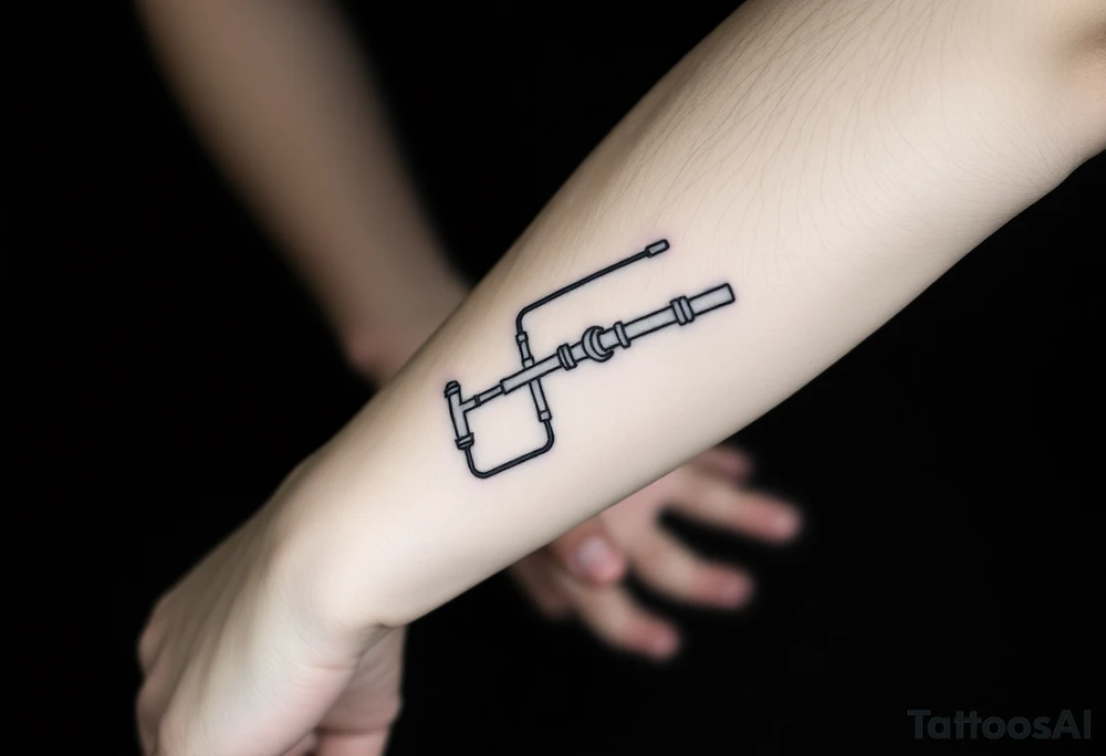 System of pipes that transitions and transforms at the end into thick 
veins of forearm tattoo idea