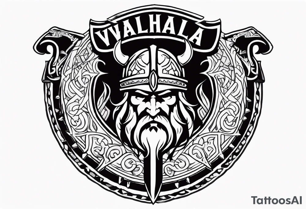 Valhalla viking shield axe sword warrior tattoo idea