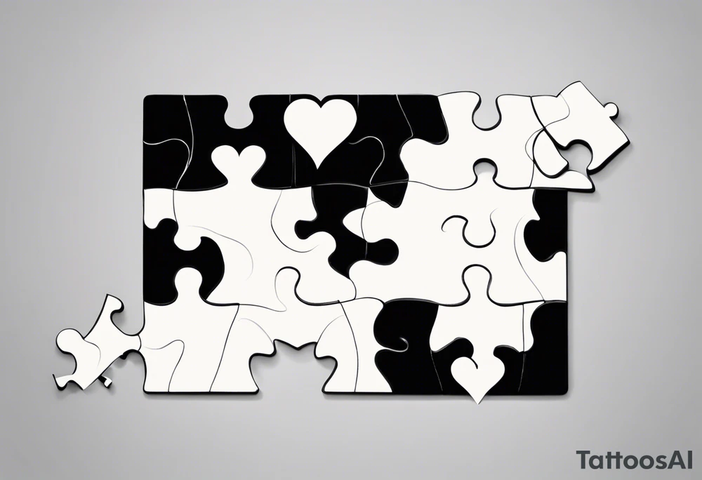 Puzzle Piece: A fine, clean outline with no shading, keeping the design light and elegant.
Filled Heart: A small, solid black heart placed inside the puzzle piece. The contrast between the outlined puzzle and the filled heart adds depth and highlights the heart as a symbol of your bond.
Handwritten Text: Beneath or slightly to the side of the puzzle piece, your sister’s words “to my favorite sister,” carefully preserving the integrity of her handwriting.
This will create a balanced, meaningful design that's simple yet full of emotion—perfect for a small ankle tattoo. tattoo idea