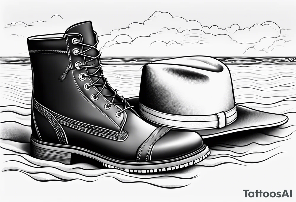 Keep it simple. A pair of timberland boots. two flip flops and a cowboyhat on the Beach. tattoo idea