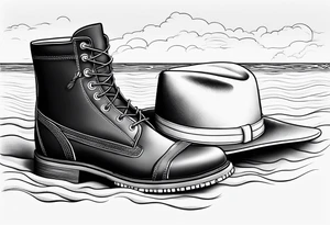 Keep it simple. A pair of timberland boots. two flip flops and a cowboyhat on the Beach. tattoo idea