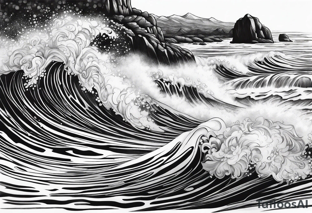 flowing water decorative tattoo idea