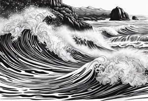 flowing water decorative tattoo idea