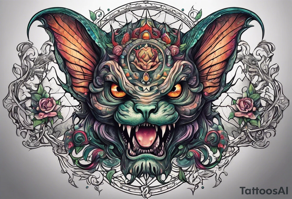 Beautiful Eldridge horror creature, astrology thigh tattoo tattoo idea