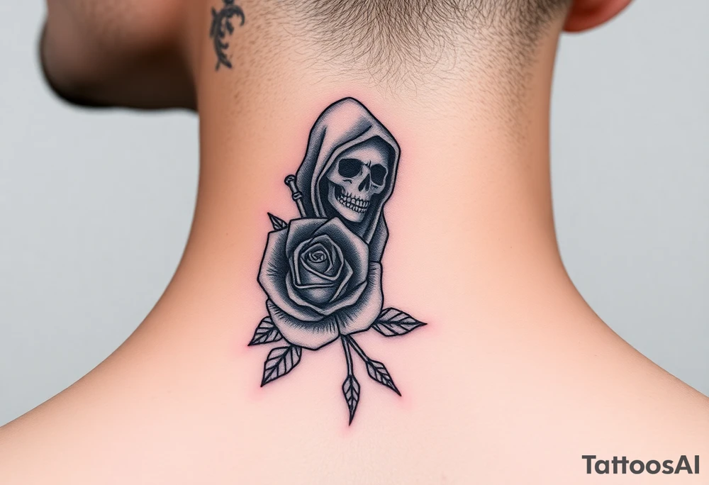 rose and grim reaper tattoo idea