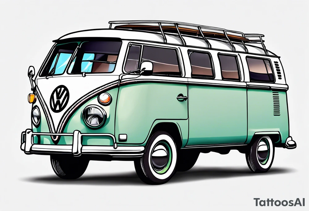 VW Kombi, Australian bush, Compass rose tattoo idea