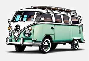 VW Kombi, Australian bush, Compass rose tattoo idea