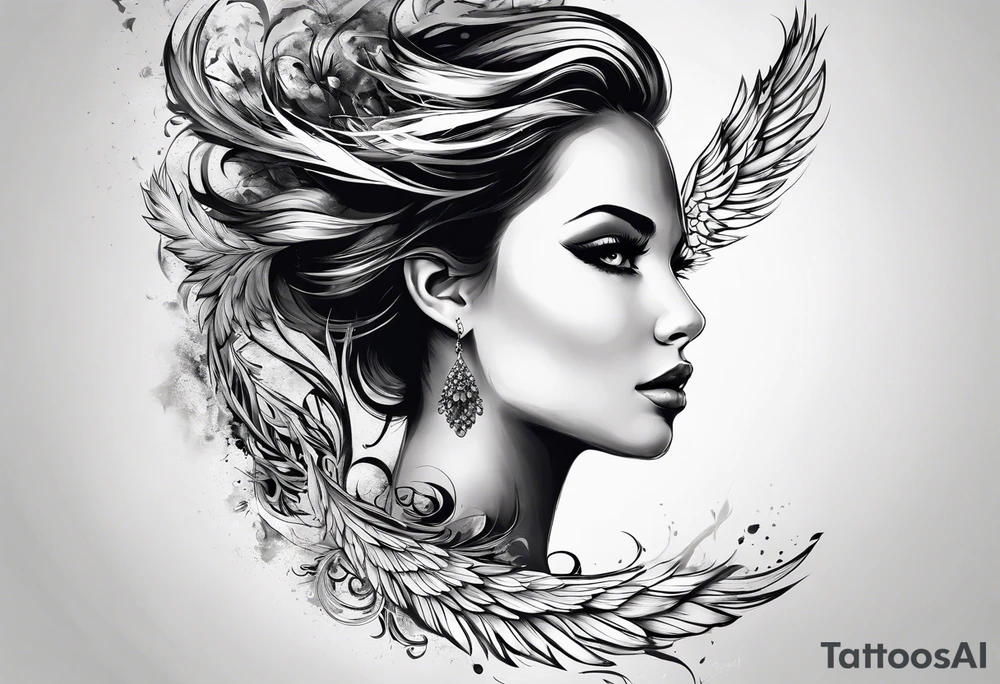 Like a phoenix rising from ashes, a woman who's has been through pain and now finding her strength tattoo idea
