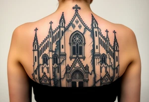 Milan Cathedral damaged and covered in graffiti, large tattoo tattoo idea