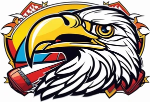 Cartoon eagle with an American football tattoo idea