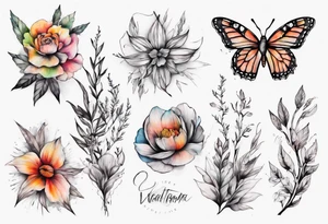 Back tattoo fine line with nature and some
Colors tattoo idea
