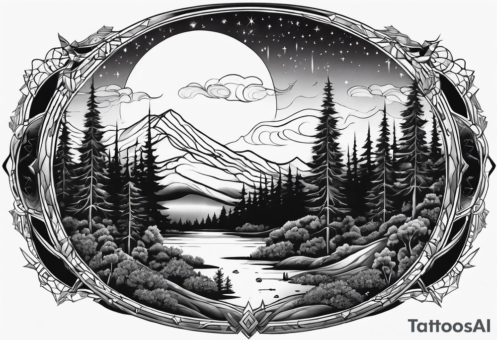 Tool band, night, forest, for arm tattoo idea