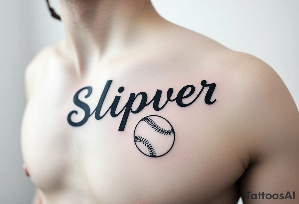 Recovery based tattoo with the word slipper and a softball tattoo idea
