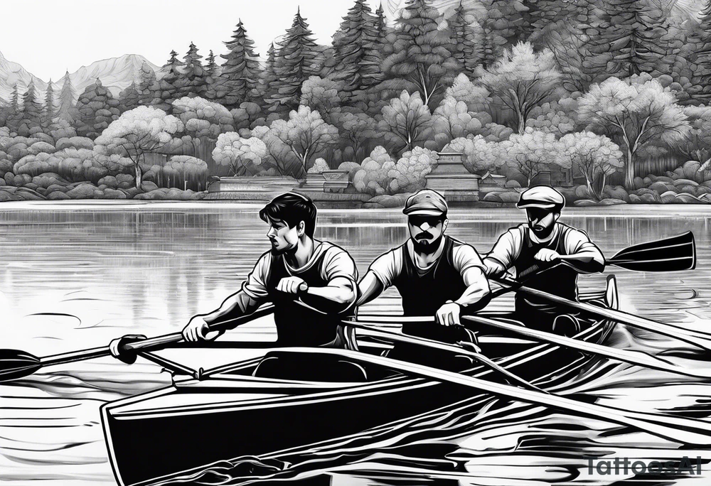 two people rowing tattoo idea