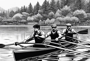 two people rowing tattoo idea
