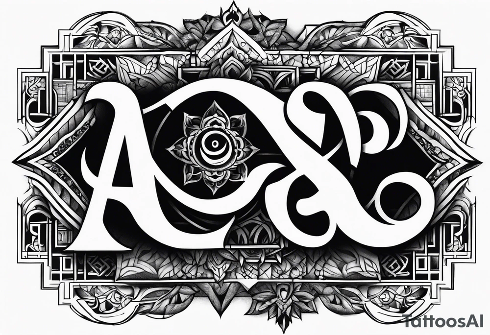 Alphabetically tattoo with 
OM
MAHARSHI
VIDYA tattoo idea