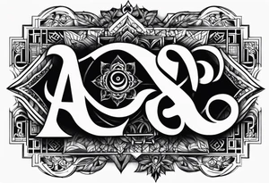 Alphabetically tattoo with 
OM
MAHARSHI
VIDYA tattoo idea