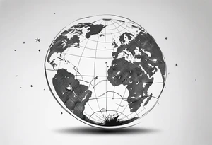 globe shattering with world map tattoo idea
