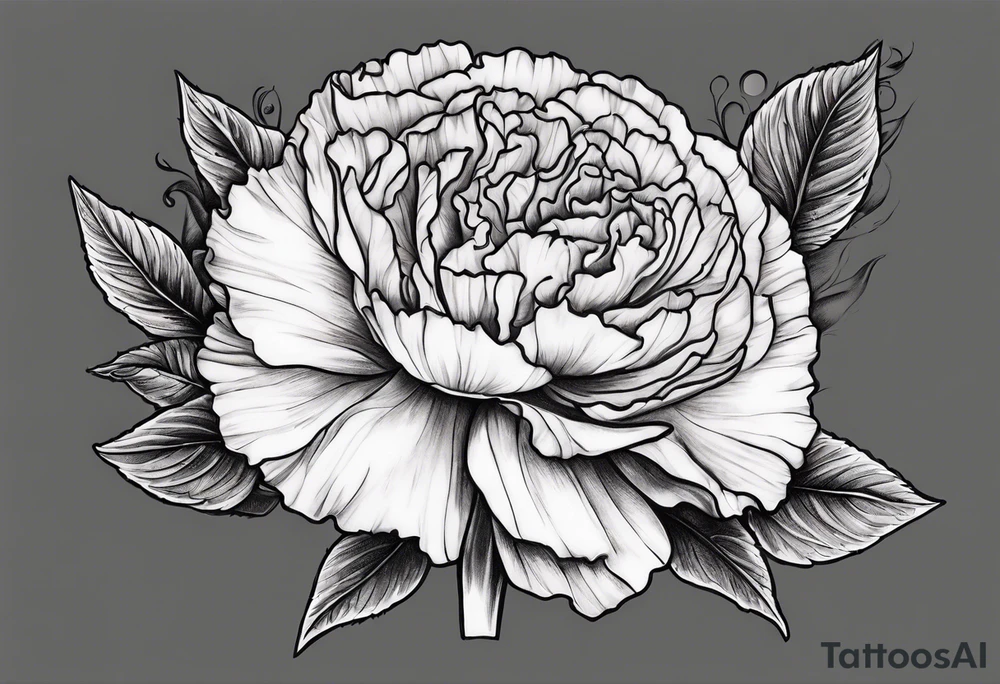 carnation and full moon tattoo idea