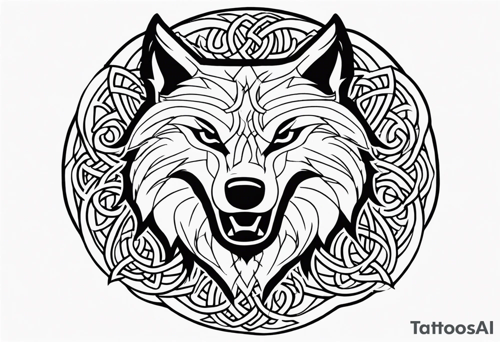 Angry celtic wolf tattoo idea