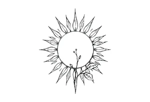 Sun rise with stem and leaves tattoo idea