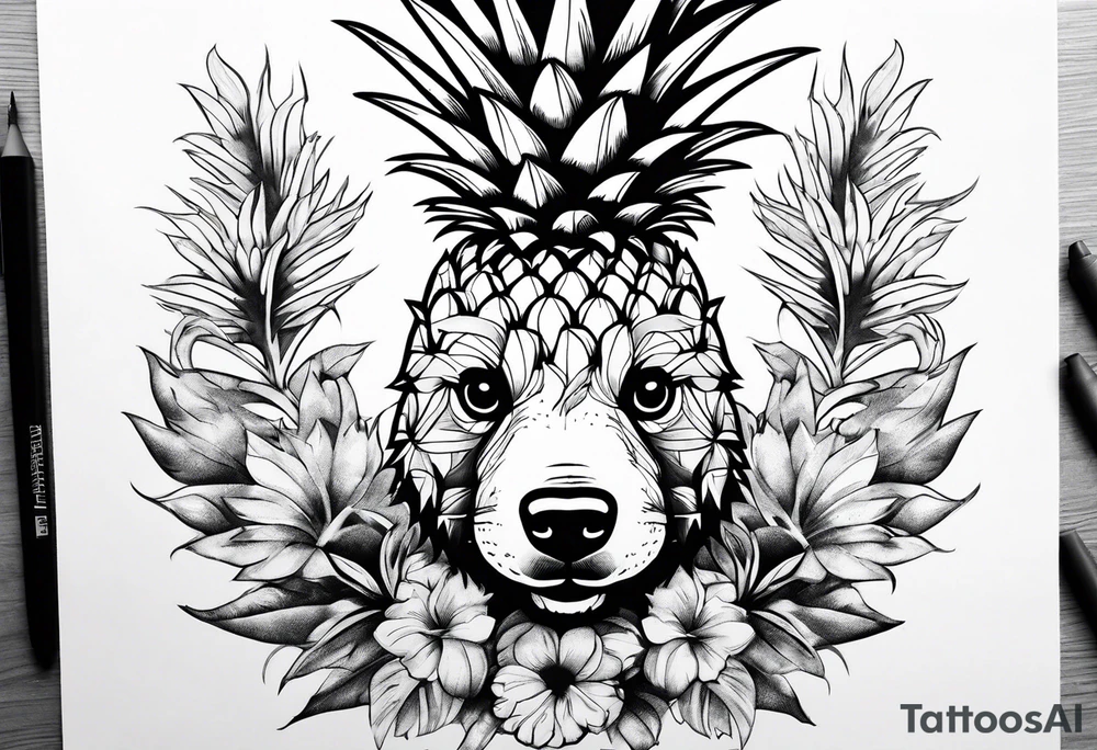Cute Pineapple bear tattoo idea