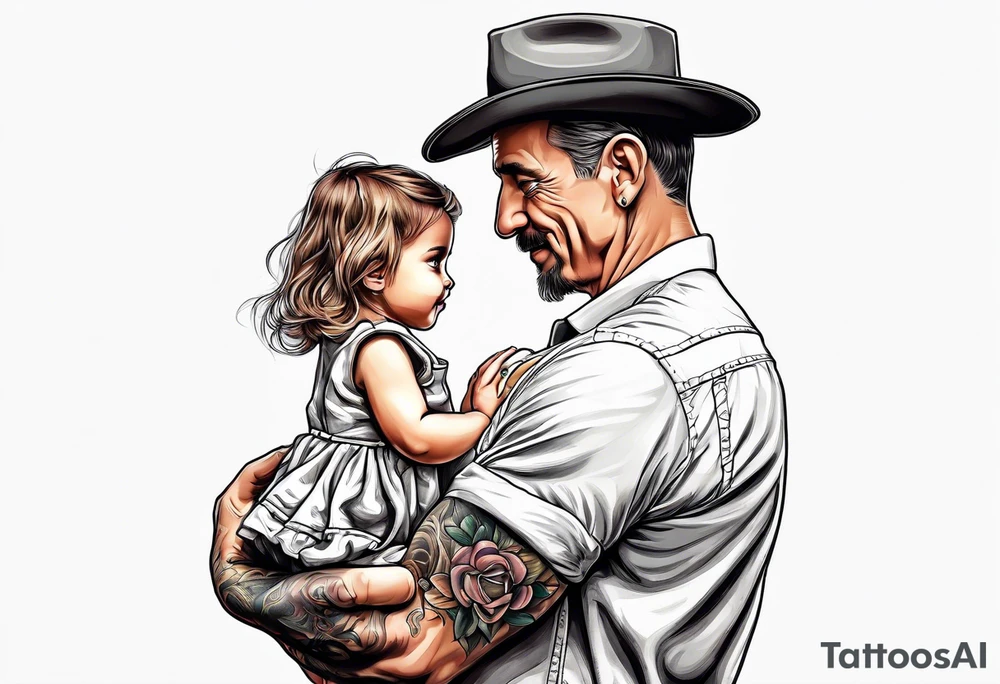 tall man holding little girl, in memory of Drew tattoo idea