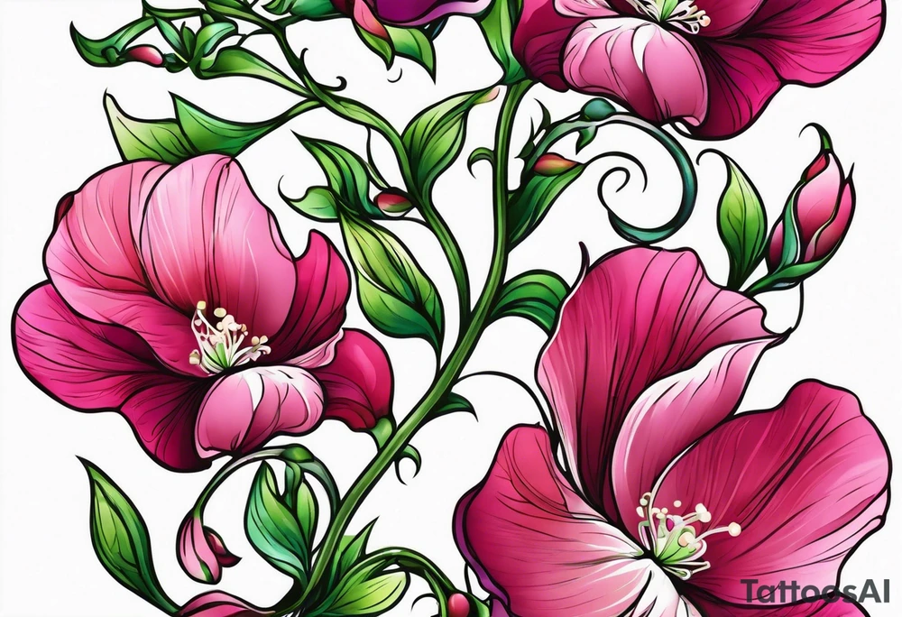 sweet peas vine design tattoo idea