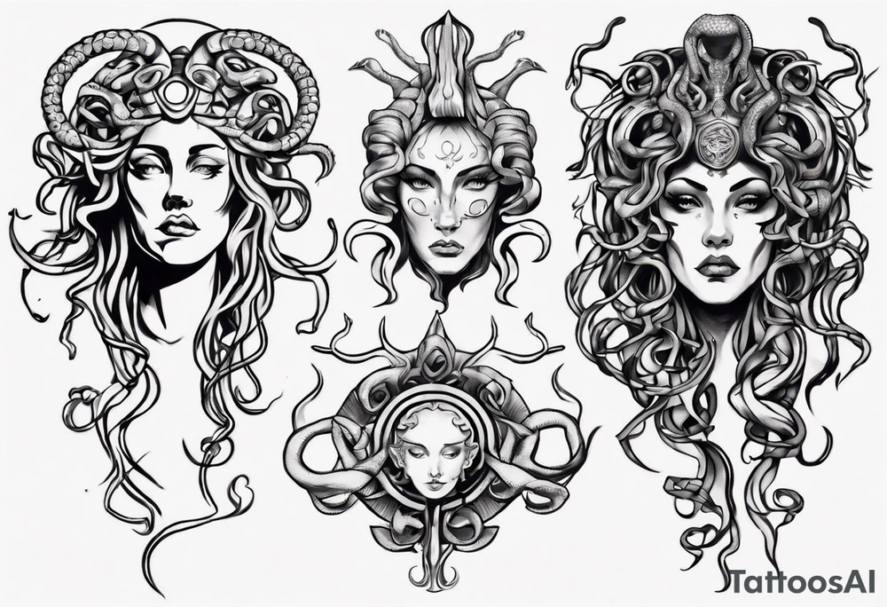 Medusa front profile tattoo idea