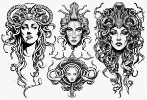 Medusa front profile tattoo idea