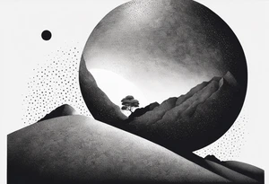 Sisyphus roll a huge boulder endlessly up a steep hill tattoo idea