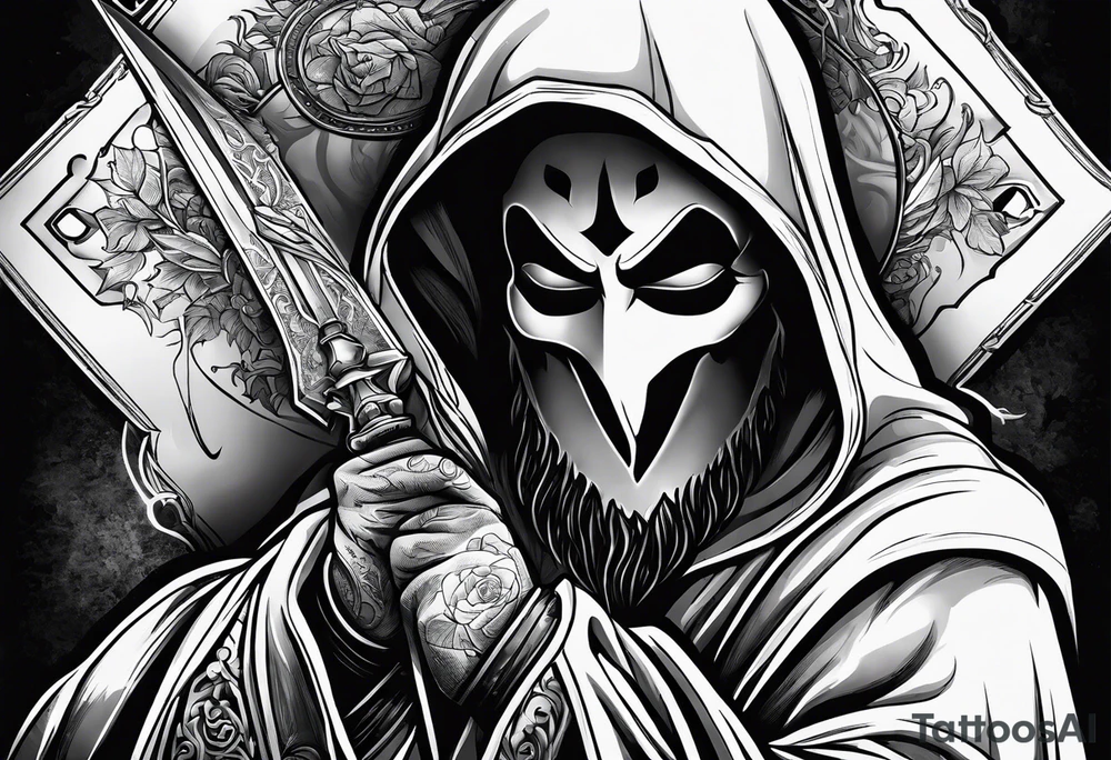 Ghostface holding fliers tattoo idea