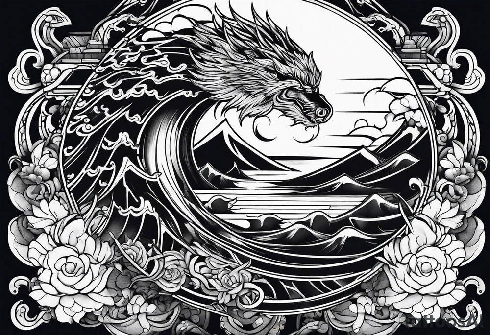 thick water neojapanese tattoo idea