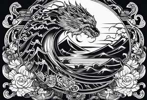 thick water neojapanese tattoo idea