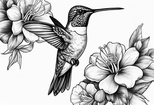 Humming bird and flower for placement on side boob tattoo idea