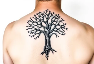 Tree of life with Jamaican and Irish flag colours combined tattoo idea