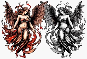 Angel and Devil fighting back tattoo design tattoo idea